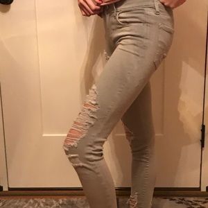 American Eagle Gray Ripped Pants size 0